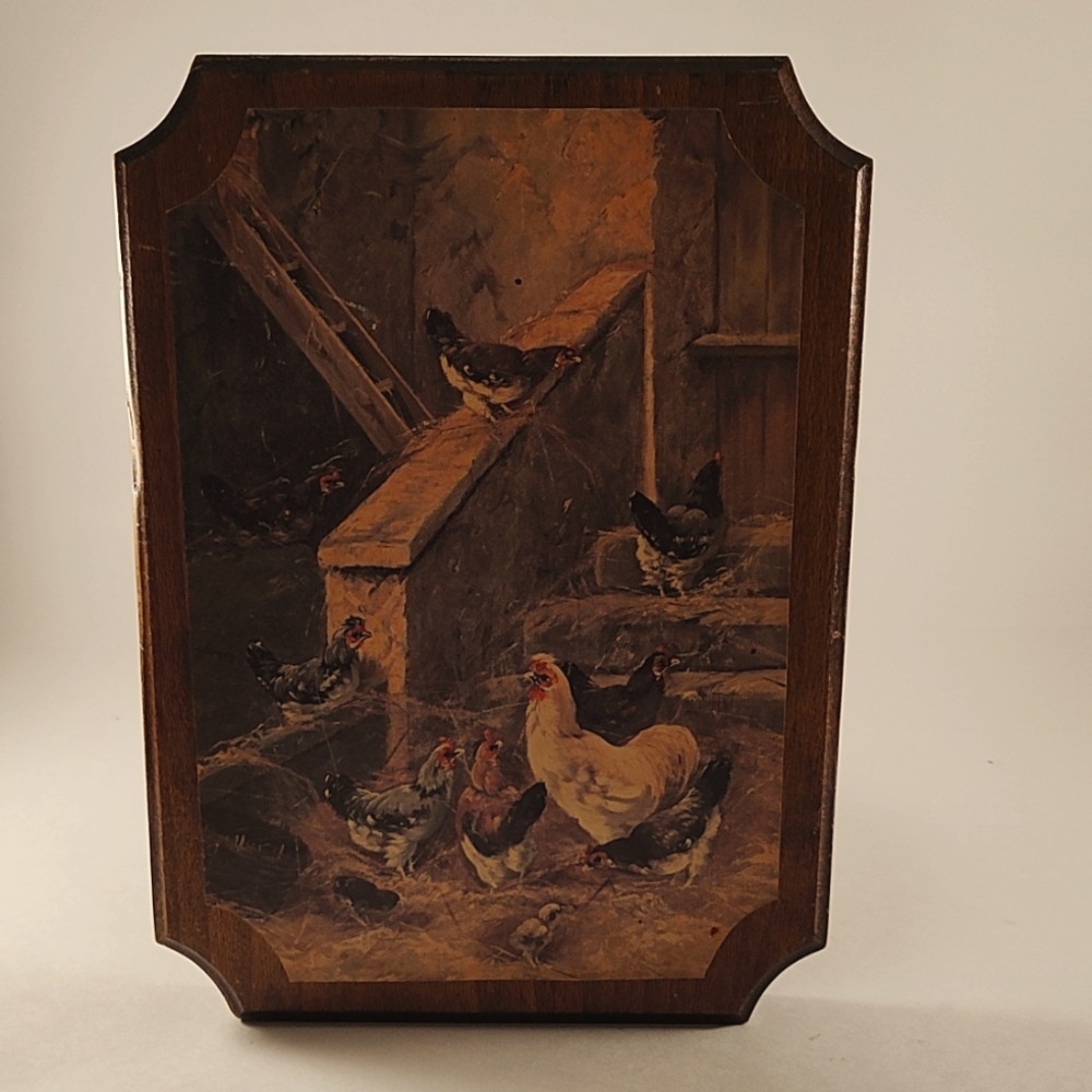 Wood Painting Door Wall Sign Accent Sign Decor Chickens in Barn